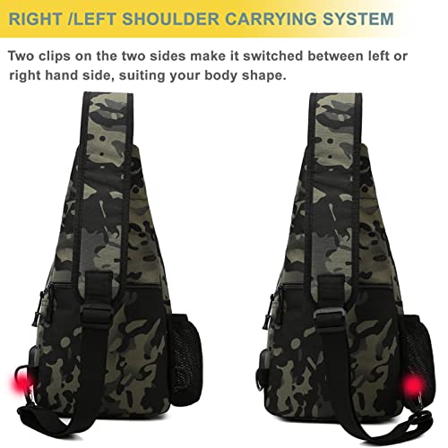 Tactical Shoulder Bag - 1000D Molle Military Backpack Outdoor Daypack Chest Pack (Blue) - color: Blue