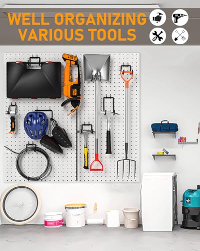 INCLY 10 Pack 1/4" Pegboard Drill Holder Tool Utility Hooks | Heavy Duty Pegboard Hooks, Peg Board Tool Hangers, for Power Tools, Drill, Hammer, Cords, Hoses, Shovels, Garage Storage - size: 10 Pack