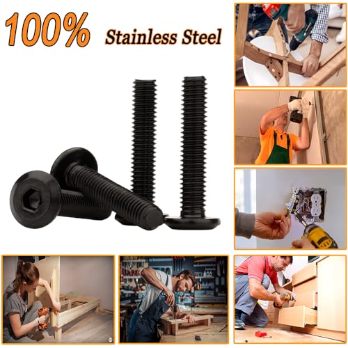 Matuja 1/4-20 x 5/8" Flat Head Hex Socket Bolts Screws,304 Stainless Steel,Black Oxide Finish,Fully Threaded Bright Furniture with Hex Key(20 Pcs) - size: 1/4-20 x 5/8"