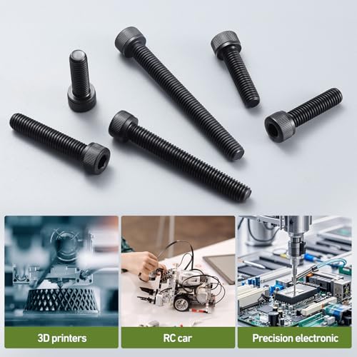 M5-0.8 x 25mm Bolt, 60PCS M5 Hex Socket Head Cap Screws Bolts, 12.9 Grade Alloy Steel, Full Threads, Allen Socket Drive, with Hex Spanner - size: M5x25mm