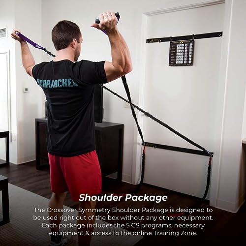 Crossover Symmetry Shoulder System Includes Two Sets of Resistance Bands Attachments Training Guide Exercise Chart Online Workouts for Home Fitness Rehab Rotator Cuff Exercises - style: Athletic Door Belts