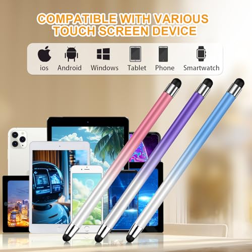 Stylus (10 Pcs), 2-in-1 Stylus Pen for Touch Screen, High Precision and Sensitivity, Suitable for iPad/iPhone/Samsung/Android Smartphone and Tablets, Compatible with All Touch Screen - color: Gradient