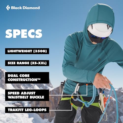 BLACK DIAMOND Men's Momentum Rock Climbing Harness, Adjustable Loops - color: Kingfisher Package 1.0, size: XS (24-27" Waist)