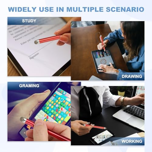 PATIKIL 2 Pcs Screens Capacitive Pen with Spring Rope Fixing Base High Sensitivity for Mobile Phone Car Navigation GPS POS Tablet Laptop, Black/White - color: Black/White