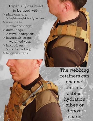 Shoulder Strap Pad for Optimal Weight Distribution, Plate Carrier Shoulder Pads with Velcro, Backpack Strap Pads, Shoulder Strap Cushion for Tactical and Weighted Vests, Body Armor, Waist Belts - color: Khaki