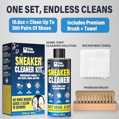 Sneaker Cleaner Kit – Concentrated Shoe Cleaner for White Shoes, 10.6 oz | Premium Shoe Brush, Lifts Dirt & Marks From Leather, Canvas, Mesh, PU, Fabric, Brush and Microfiber Towel Included