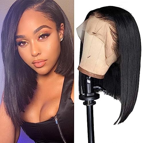 Bob Wig Wear And Go Glueless Wigs Brazilian Virgin Bob Wig Human Hair With Baby Hair 180 Density 13X4 Lace Front Wigs Human Hair