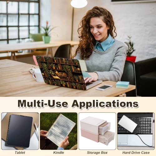 Universal Laptop Skin Sticker Decal 11-15.6 Inches, Cat Bookshelf | Reusable Vinyl Sticker for 12.1 13 13.3 14 15.4 Inches Notebook PC, Scratch Resistant Waterproof, Easy to Trim & Apply - color: Cat Bookshelf