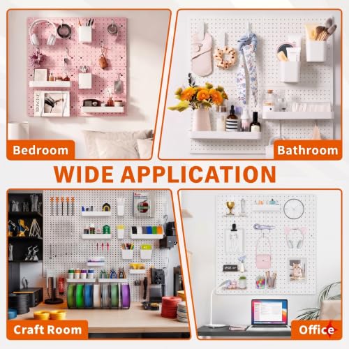 FZK 28-Packs Peg Board Organizer Accessories Kit, Transparent | Includes ABS bins, shelves, book racks, and pegboard hooks, fits standard pegboards, ideal for home, office and craft room - color: Clear