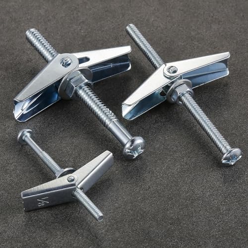 Wensilon 30pcs Heavy Duty Drywall Anchors and Screws Kit,1/8 10pcs 3/16 10pcs 1/4 10pcsToggle Bolts and Wing Nuts Set, Hollow Drywall Anchors Bolts Screws Assortment Kit for Hanging Lamps Heavy Items - size: 1/8(10pcs)+3/16(10pcs)+1/4(10pcs)