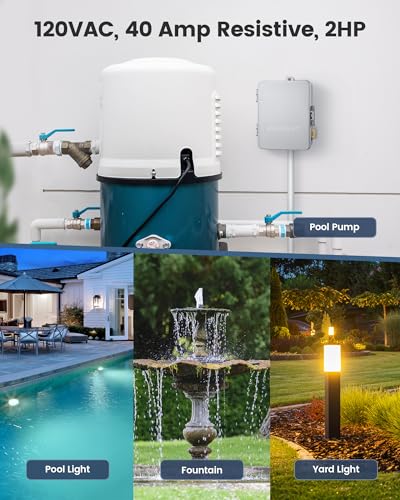 SURAIELEC Digital Pool Timer, 40AMP 120V 2HP, 7-Day Programmable Timer | Programmable Box for Swimming Pump, Landscape Lights, Lights, Simultaneously Controls Up to 2HP Devices, Outdoor/Indoor Use - style: 120VAC 2HP