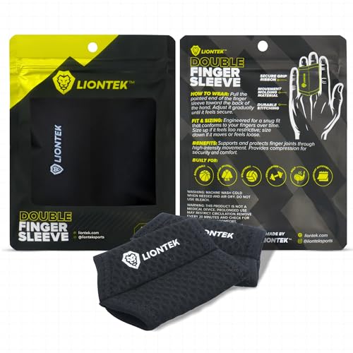 LIONTEK Double Flow Finger Sleeve V3 Pair — Joint Support & Compression for Activity, BJJ, Fitness, Volleyball, Basketball, and More (Large) - size: Large