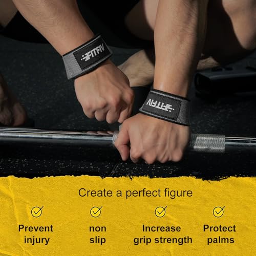 Lifting Straps for Weightlifting, Lifting Wrist Straps for Gym Strength Training, Neoprene-padded Wrist Cushion - Men & Women - color: Gray
