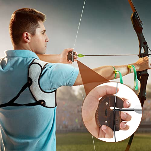 Leather Archery Finger Tabs,Handmade Archery Finger Guard for Shooting Practice Gear, Recurve Bow Fingers Tab - color: Left