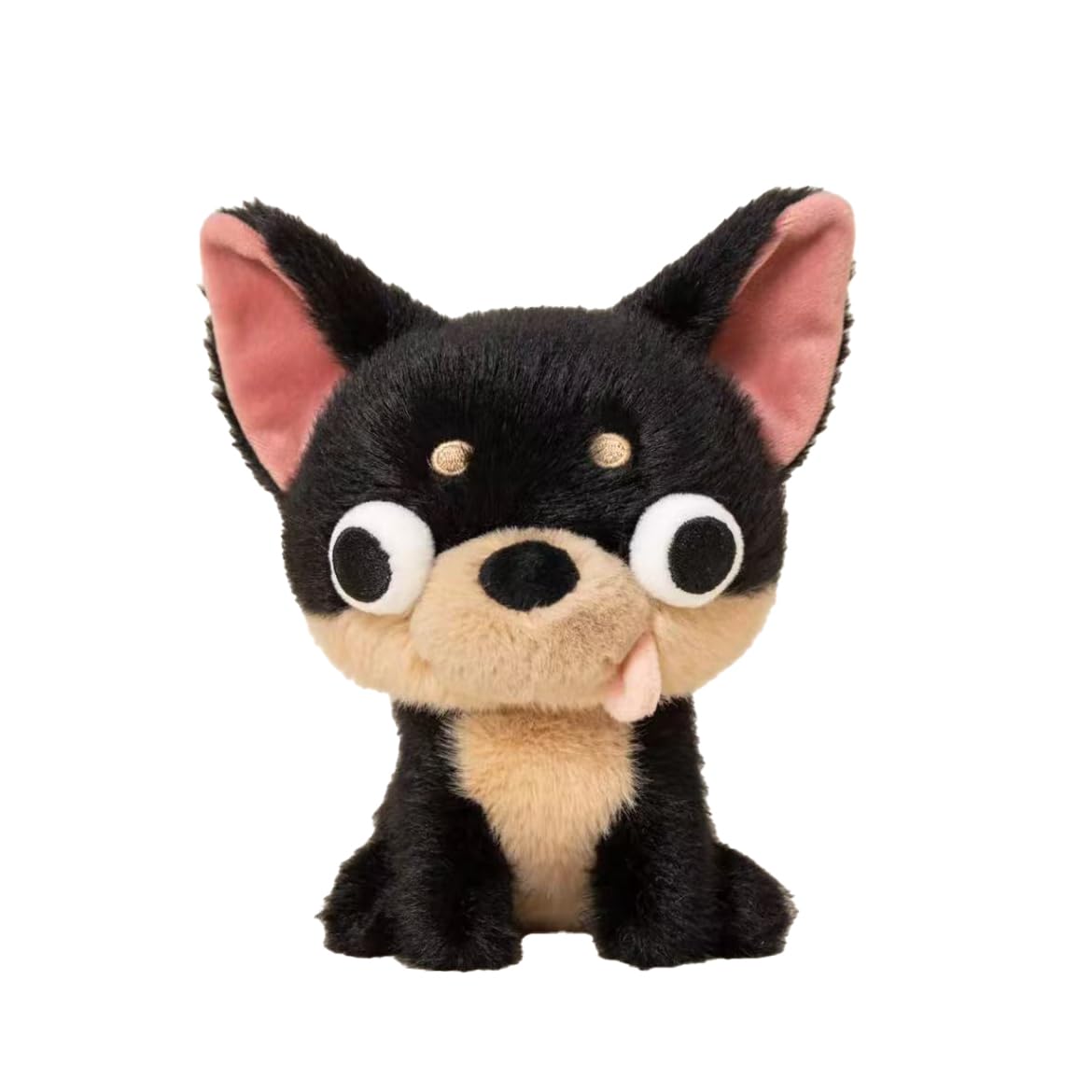 RHHSSE Cute Chihuahua Plush Toy - Funny Big-Eyed Chihuahua Stuffed Animal, Adorable Dog Plush for Kids & Adults, Soft Dog Plushie (Black)