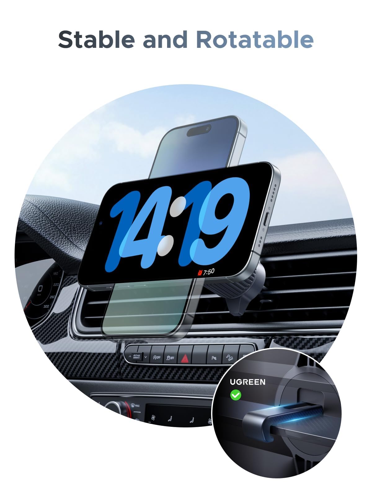 UGREEN MagFlow 25W Qi2.2 MagSafe Compatible Wireless Car Charger