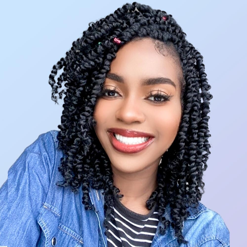 Passion Twist Crochet Hair 10 Inch 8 Packs Pre-Twisted Passion Twist Crochet Hair Pre-Looped Short Passion Twist Hair Bohemian S