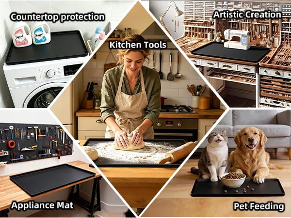 Coffee Mat with Detachable Dish Drying Mat,24'' x 16'' Large Silicone Coffee Bar Station Mat for Countertop, Stays in Place, Waterproof and Heat Resistant Machine Accessories Mat with Raised Edges