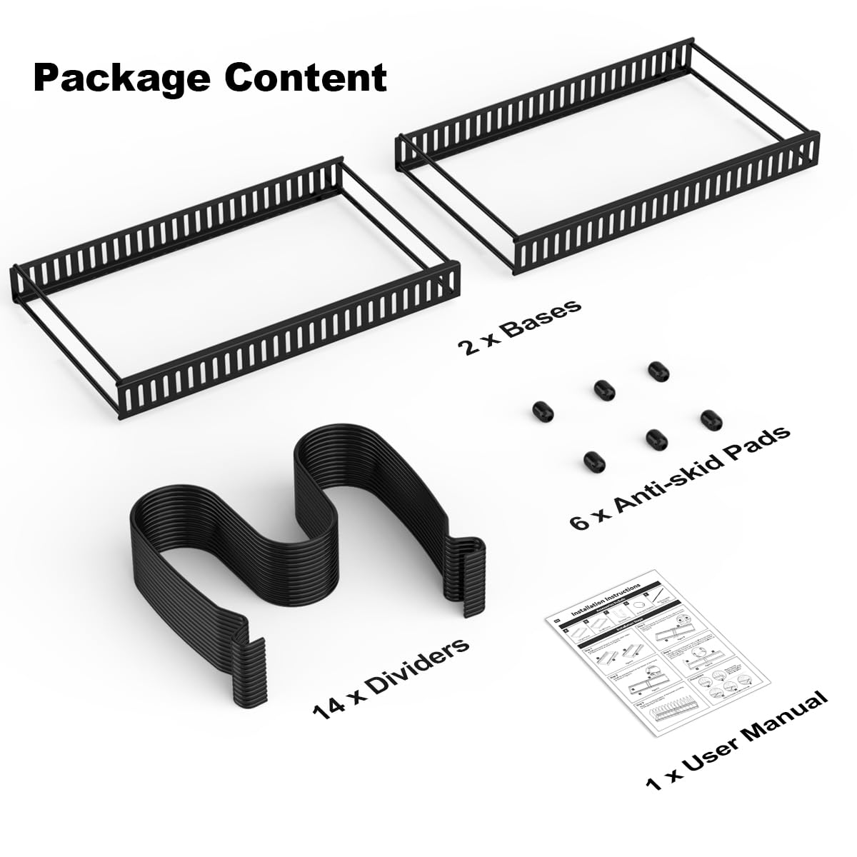 Housolution Pot and Pan Lid Organizer Holder Storage Rack, Black