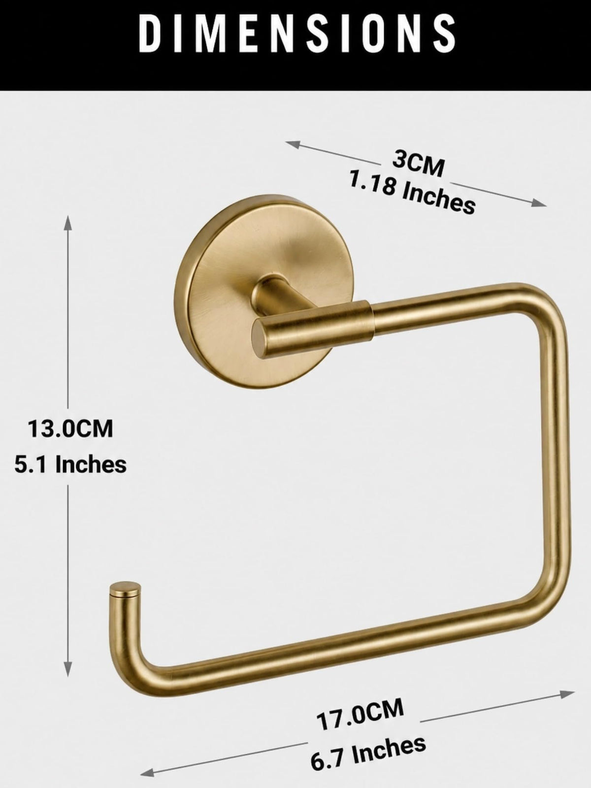 COVIXXIO Hand Towel Holder Champagne Bronze Towel Racks for Bathroom Wall Square Towel Ring Holder for Bath Towel Hanger for Kitchen, Bathroom Accessories (Squre (Screw))