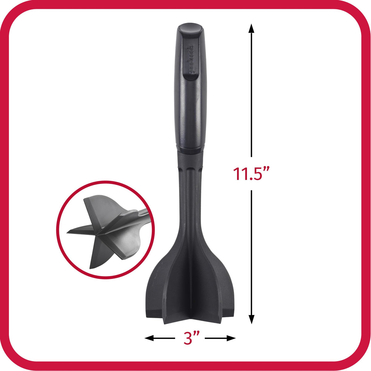 GoodCook Heat-Resistant Nylon Ground Meat Choppers with 5-Blade Heads, Ground Beef and Turkey Mixers and Choppers, Set of 2, Black