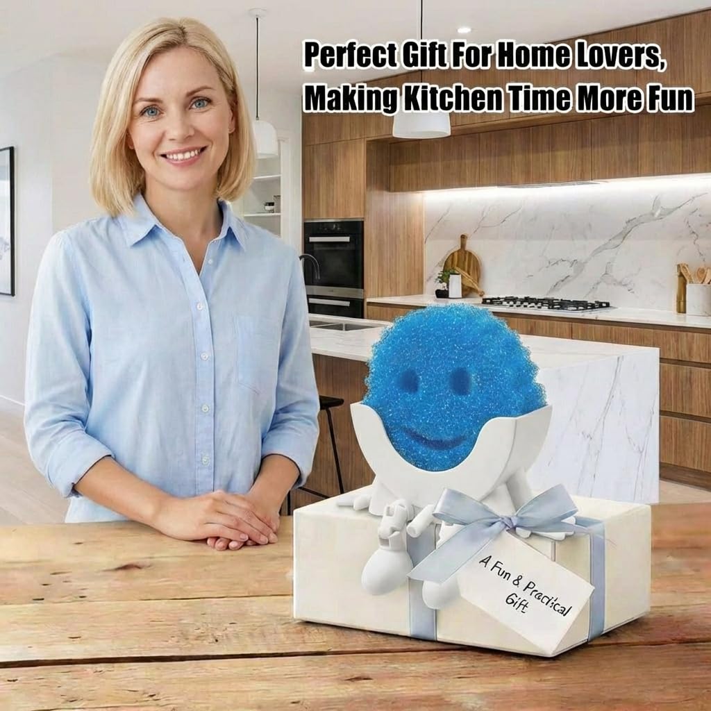Creative Drainage Sponge Holder: Traceless Glue, 3D Printed Funny Kitchen Sink Holder, Keeps Sponge Dry – for Scrub Daddy (1, White)