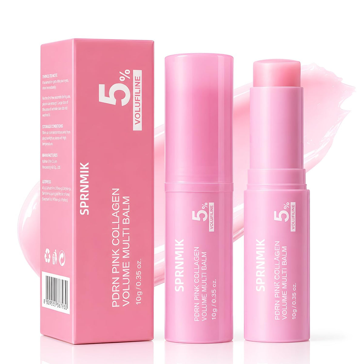 PDRN Pink Collagen Volume Multi Balm Stick, K-Beauty Skin Booster with Volufiline, Multi-use Care for Face, Neck, Under-Eyes & Forehead, Helps Hydrate & Smooth the Look of Fine Lines, 1 Packlip makeup