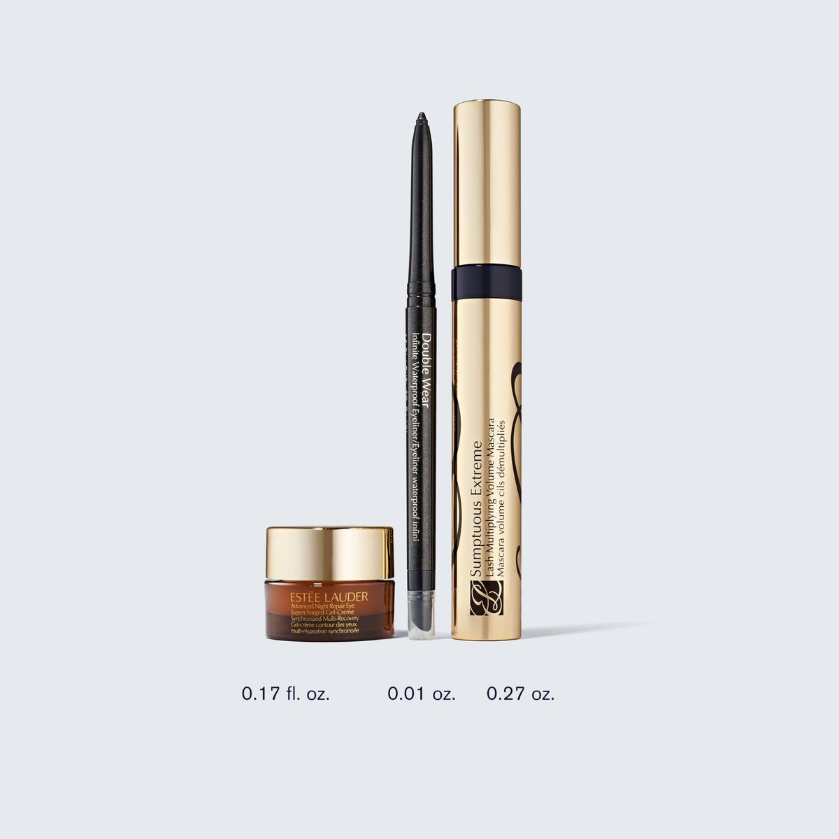 Estée Lauder Lash Drama 3-Piece Mascara Gift Set | Volume + Curves + Brighten | Includes Full Size Mascara, Eyeliner & Travel Size Under Eye Cream