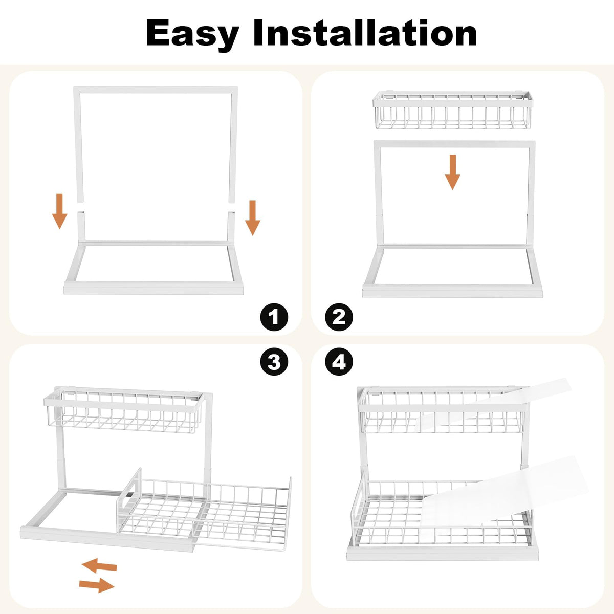 REALINN Under Sink Organizer, L-Shaped 2 Tier Pull Out Cabinet Organizer