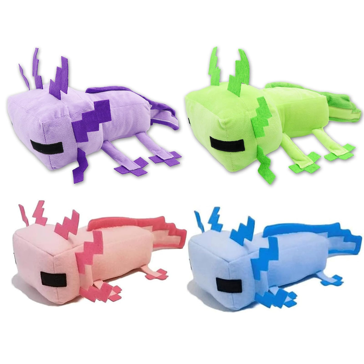 XSLWAN Blue Axolot Plush、Green Axolot Plush、 Pink Axolot Plush and Purple Axolot Plush Plush Stuffed Toy Soft Throw Pillow Kids Birthday Gift for Holidays, Birthdays(4PCS