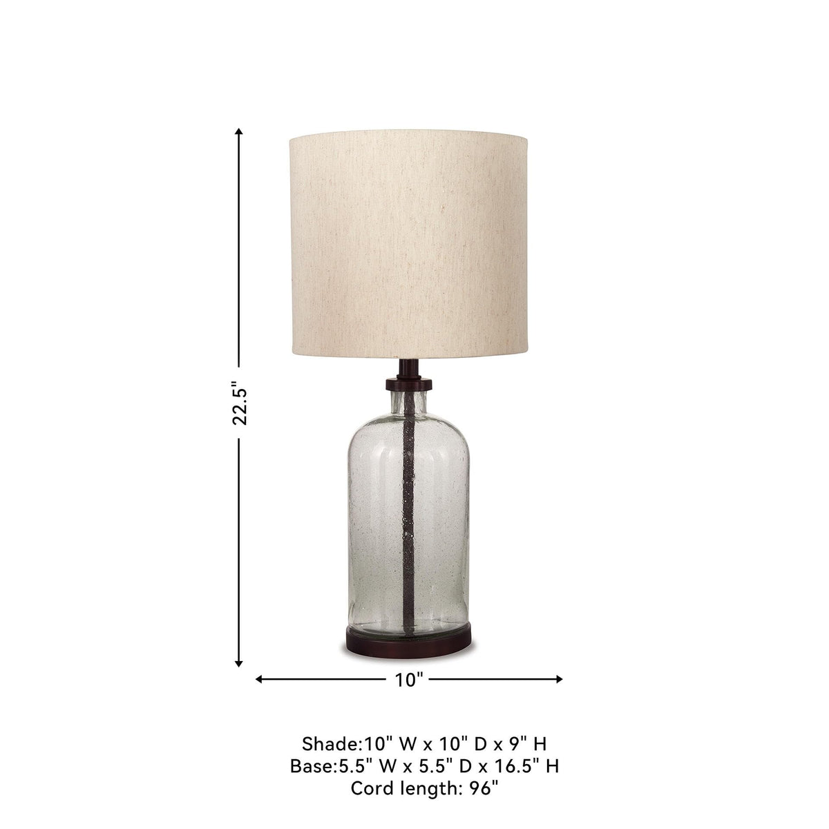 Signature Design by Ashley Bandile Seeded Glass Bedside Table Lamp, Bronze