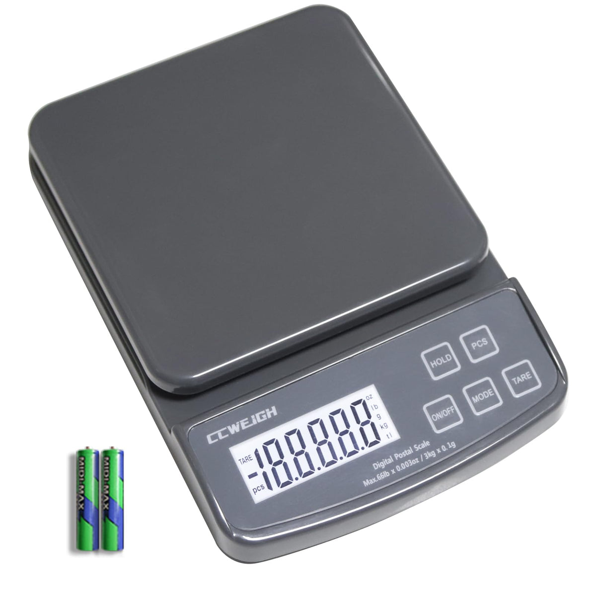 Postal Scales 6.6lbs 3kg/0.1g High Precision Food Scale for Kitchen with Hold,Tare and PCS,Portable Shipping Scale for Packages, Small Kitchen Business,Jewelry,Batteries Included (Grey6.6lbs/0.1g)