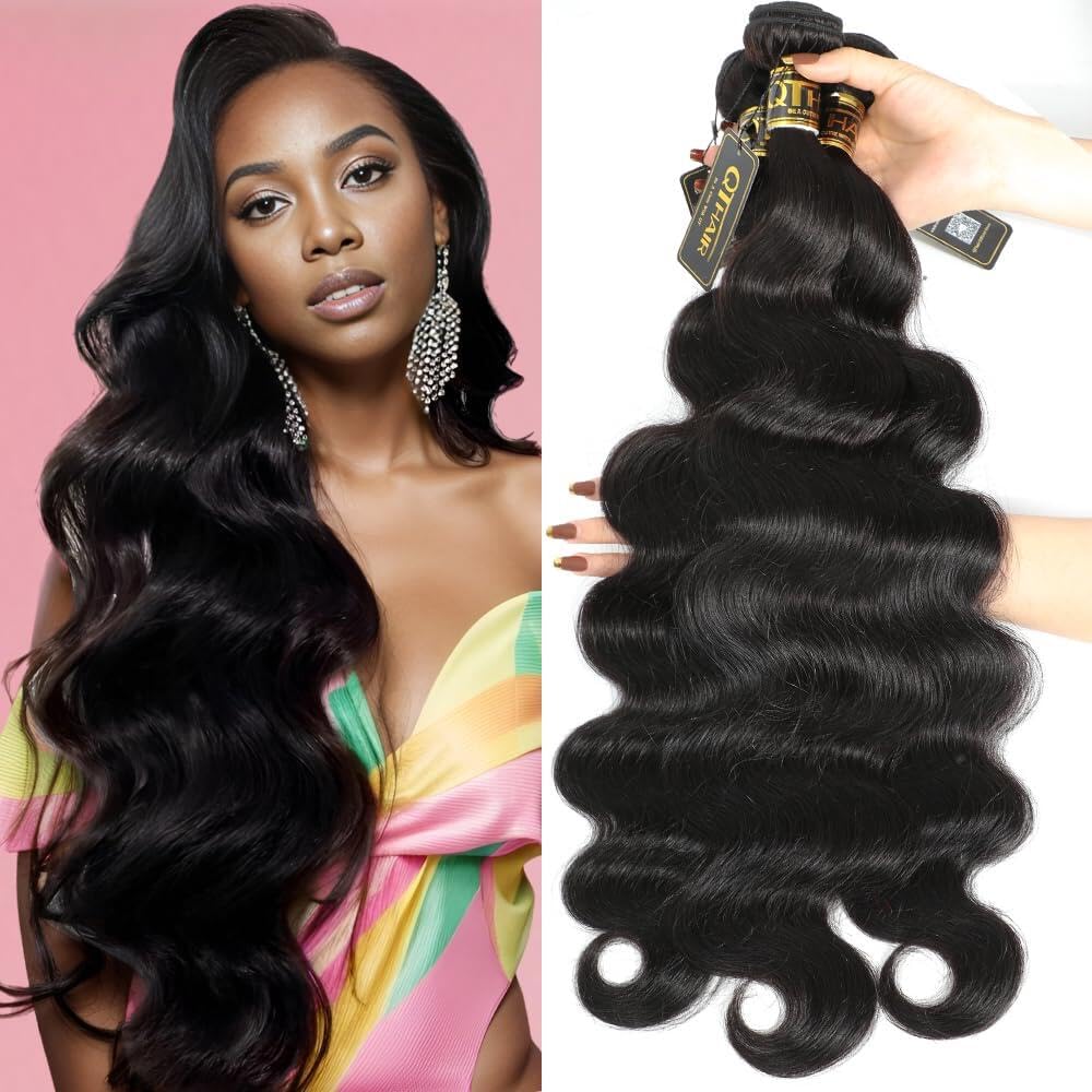 Qthair 14A Brazilian Virgin Body Wave Hair Bundle 32 32Inch Natural 100% Unprocessed Brazilian Virgin Hair Body Wave Long Hair B