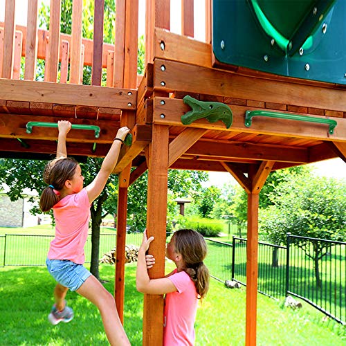 17'' Green Playground Handles Indoor Kids Monkey Bars Ladders 6 Pack | Heavy Duty Solid Steel, Bright Color Smooth Glossy Powder Coated, Comfy Secure Handle Bar for Playset SwingSet Climbing Frame - color: Green