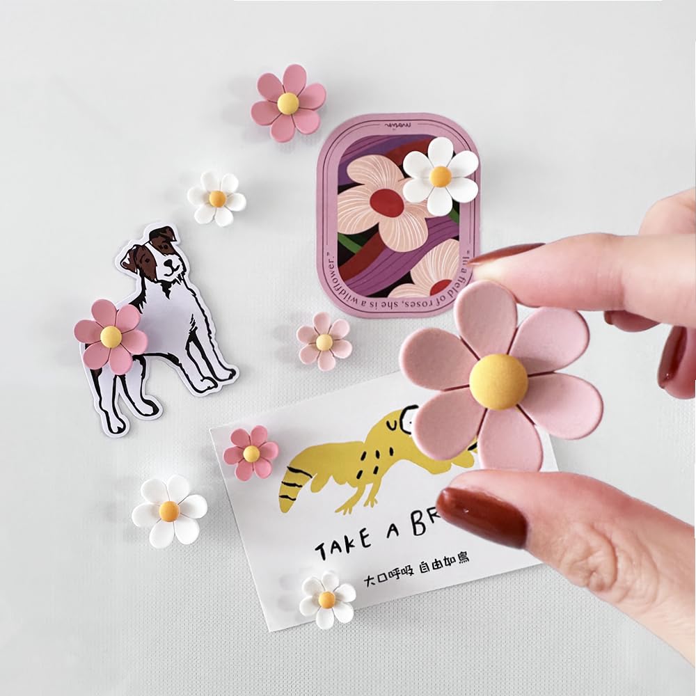 18 pcs - Cute Flower Magnet, Girl Pink Magnet for Fridge and Locker, Whiteboard, and Decoration(18 pcs - Flower-Pink