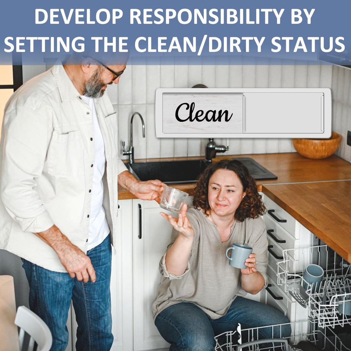 Oxepleus Clean Dirty Magnet for Dishwasher Farmhouse Design (A-Silver)