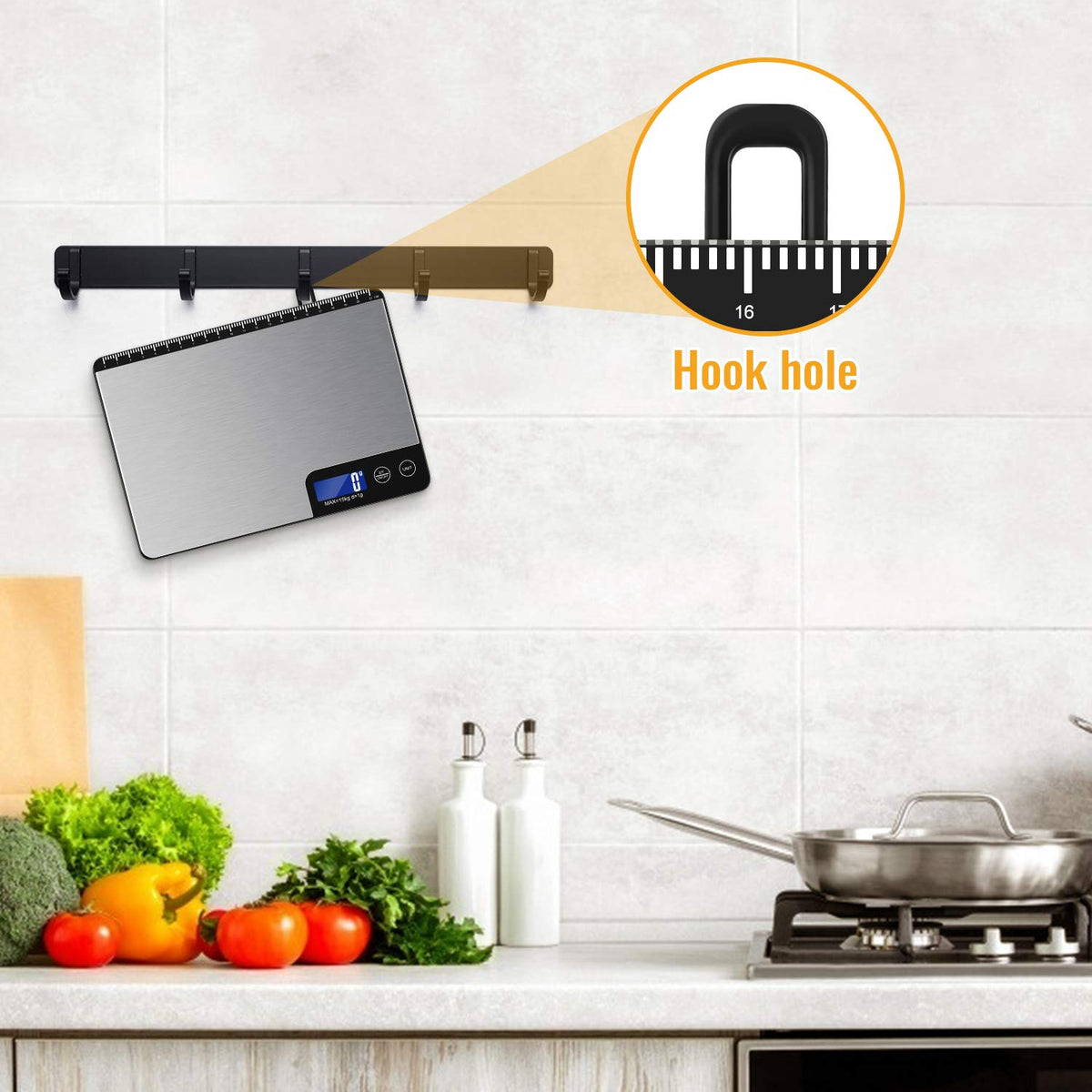 Diyife 33lb Digital Kitchen Scale with Large Weighing Area (9 in)