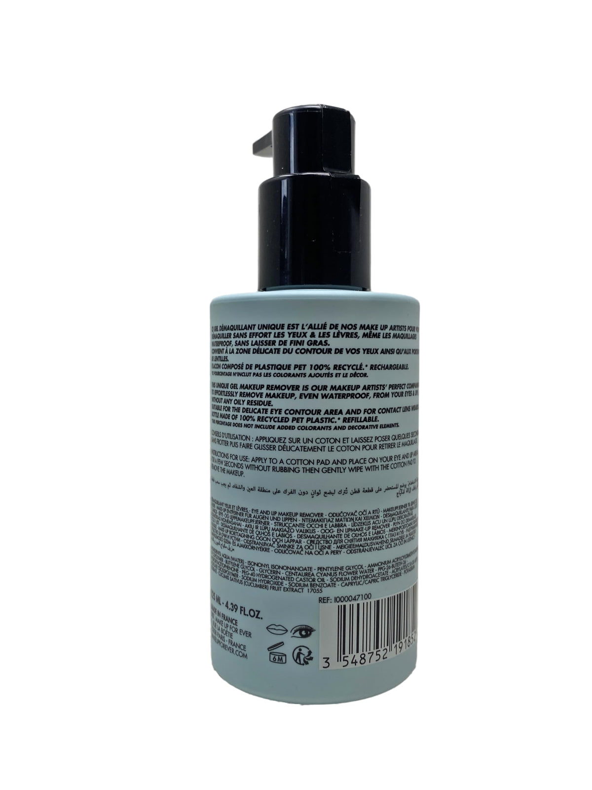 Make Up For Ever Gentle Eye Gel Waterproof Make Up Remover Sensitive Eyes & Lips (125 ml / 4.39 Fl Oz)