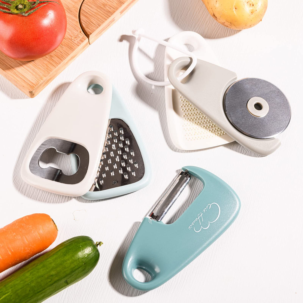Kitchen Gadgets Set, Stackable for Saving Space, Blue, 5 Pieces