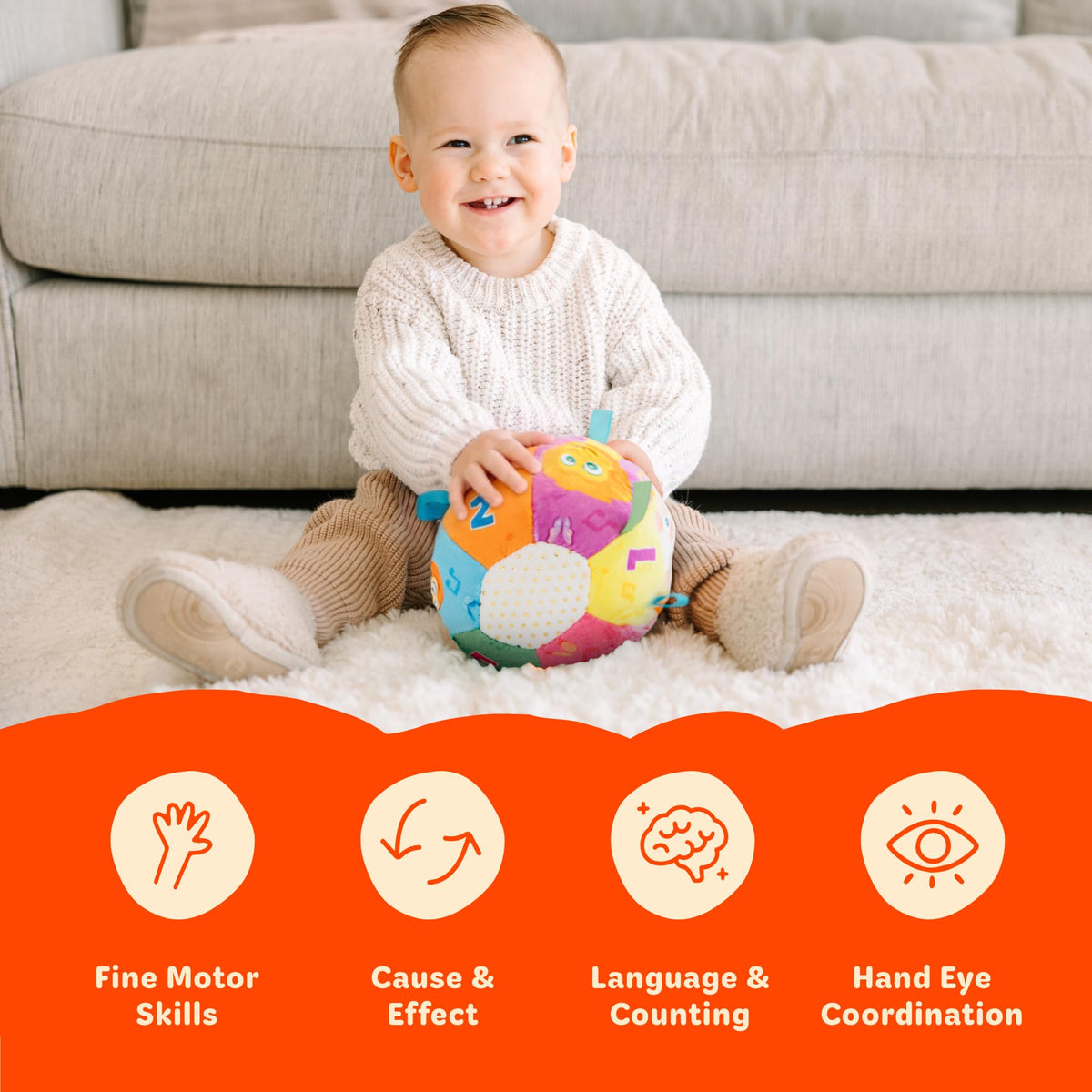Move2Play, Interactive Baby Ball with 30+ Sounds & Songs | Toys for 1 Year Old Boys & Girls | Baby Toys 6-12+ Months | Musical Crawling Ball for Toddlers 1-3 | 1st Birthday Gift
