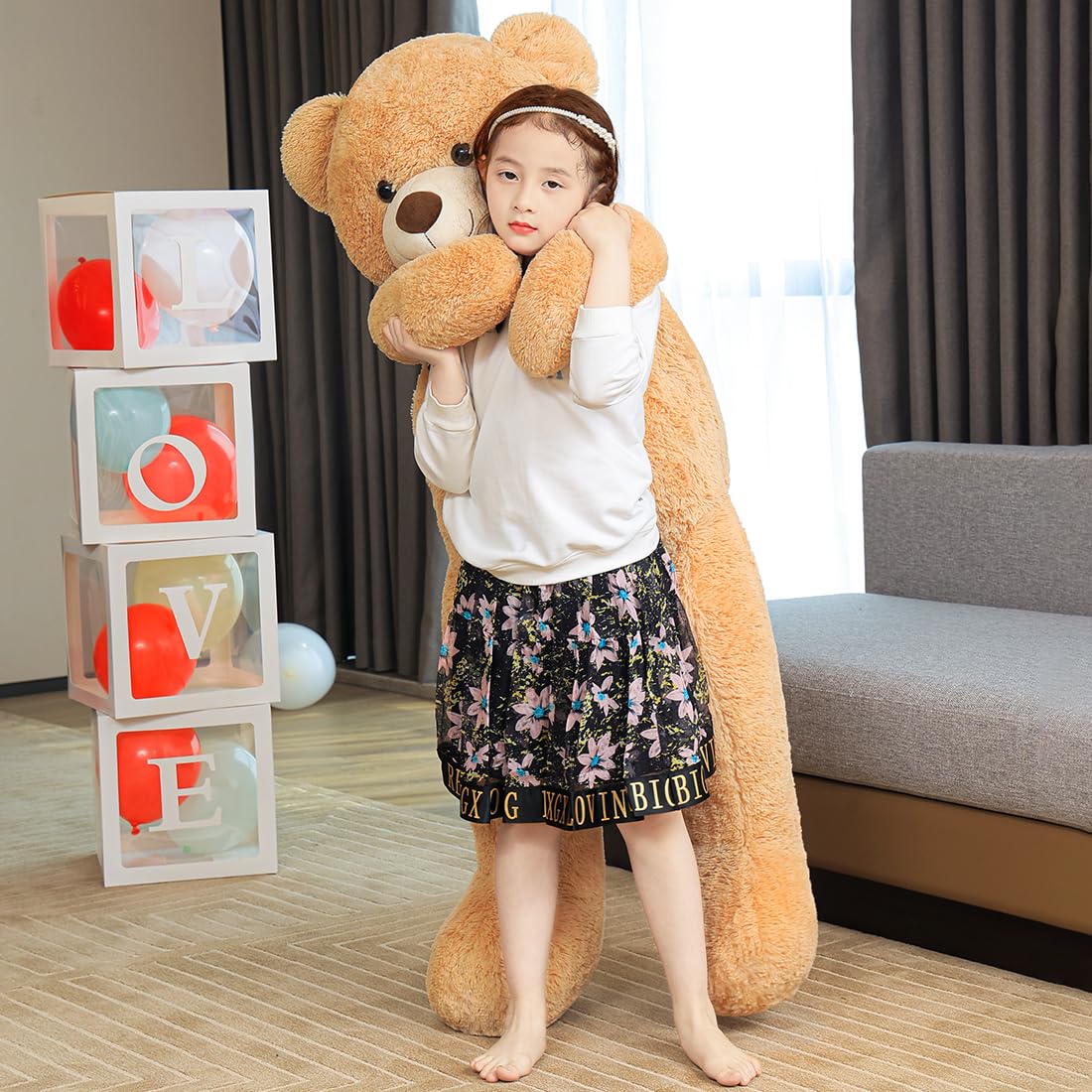 Giant Teddy Bear 4 Ft, Cute Big Plush Stuffed Animal 5Lbs, Light Brown