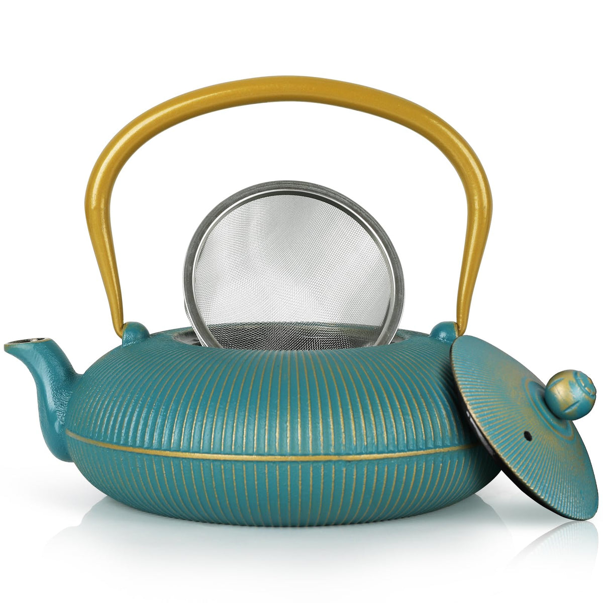 Jotsport Green Cast Iron Teapot 40oz/1200ml with Infuser for Loose Leaf