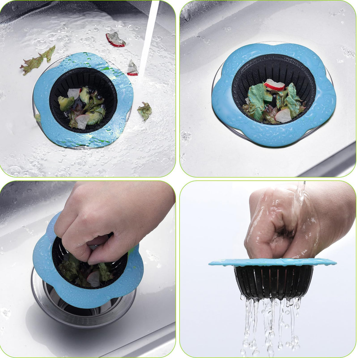 SJDLGN 2 Pcs Kitchen Sink Strainer, Upgraded Silicone Sink Drain Strainer