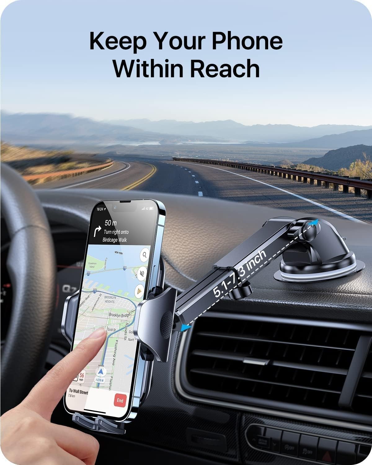 andobil Military-Grade Phone Holders for Your Car 【89+ LBS Strongest Suction & Metal Clip】 2026 Ultimate Car Phone Holder, Dashboard Windshield Vent Cell Phone Car Mount for iPhone Sumsung Android