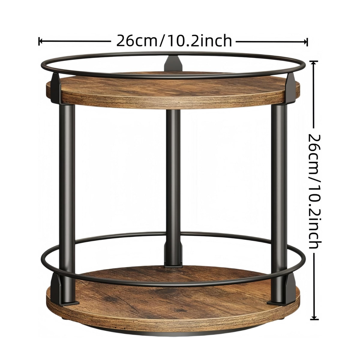 VHIEDN 2-Tier Rustic Wood Lazy Susan Turntable Organizer, Spice Rack