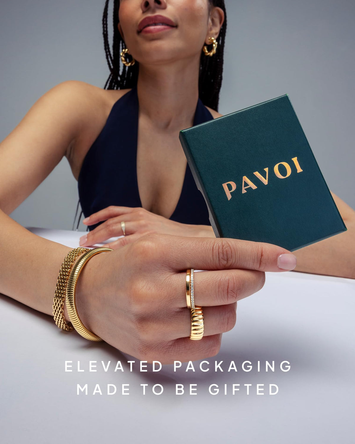 PAVOI CZ Dangle Chain Earrings Women, Star Gold Plated Double Hoop & Stud