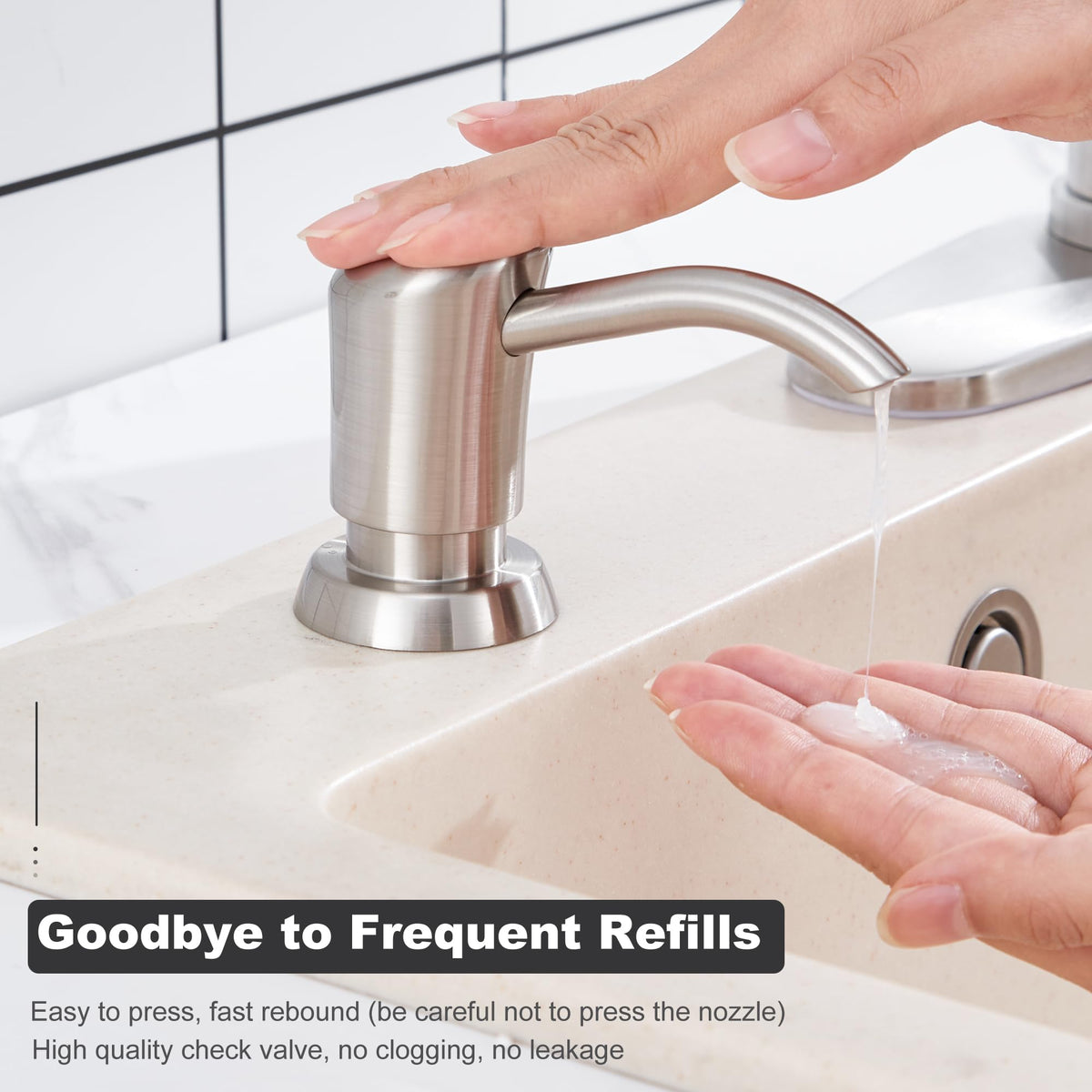 GAGALIFE Built in Counter Soap Dispenser (Brushed Nickel) for Kitchen Sink