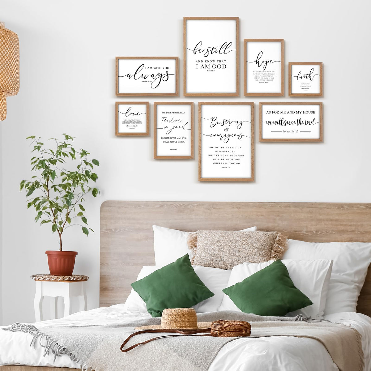Faccito 8 Set Bible Christian Wall Art Framed, Wooden Decor