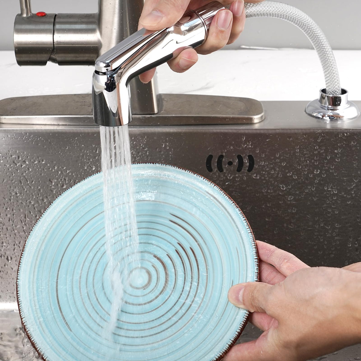 Universal Fit Kitchen Faucet Sprayer Attachment/Hose/Holder, Silver Chrome