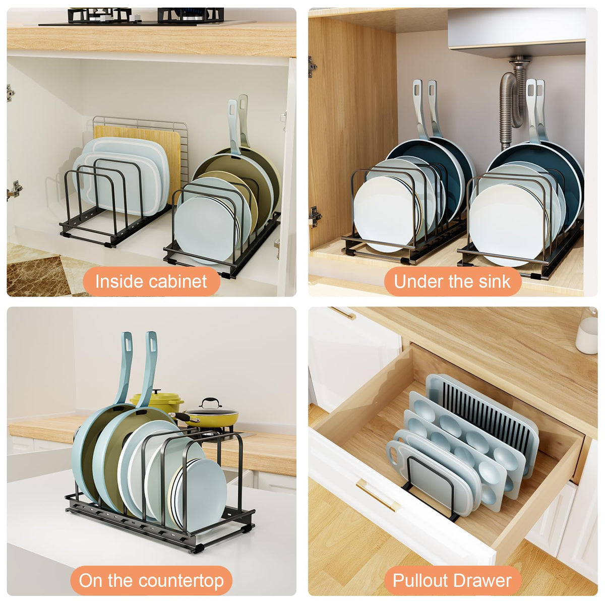TEAMOLA Metal Cutting Board Organizer - Adjustable Bakeware Rack 2-Pack